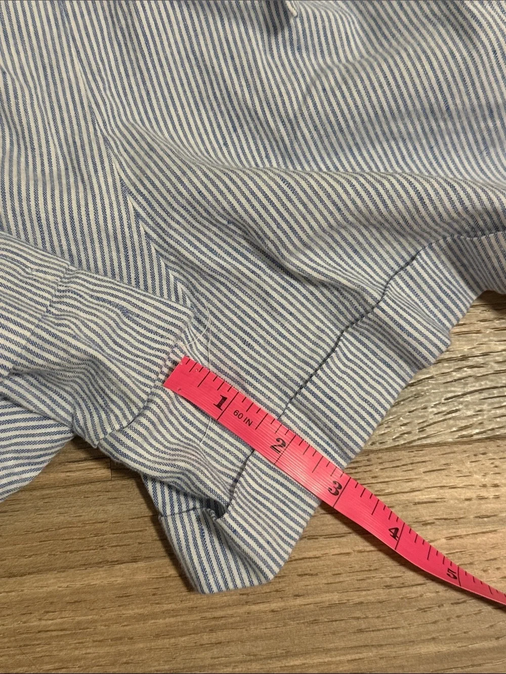 Banana Republic S/S Linen Blend Wrap Shorts Romper Sz. 0 Blue Pinstripe Coastal